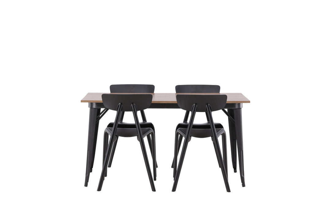 Venture Home Tempe Dining Table - Black / Walnut MDF +Ursholmen Dining Chair - Black Polypropylene _4