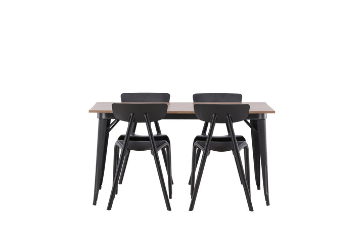 Venture Home Tempe Dining Table - Black / Walnut MDF +Ursholmen Dining Chair - Black Polypropylene _4