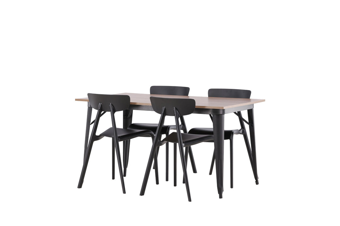 Venture Home Tempe Dining Table - Black / Walnut MDF +Ursholmen Dining Chair - Black Polypropylene _4