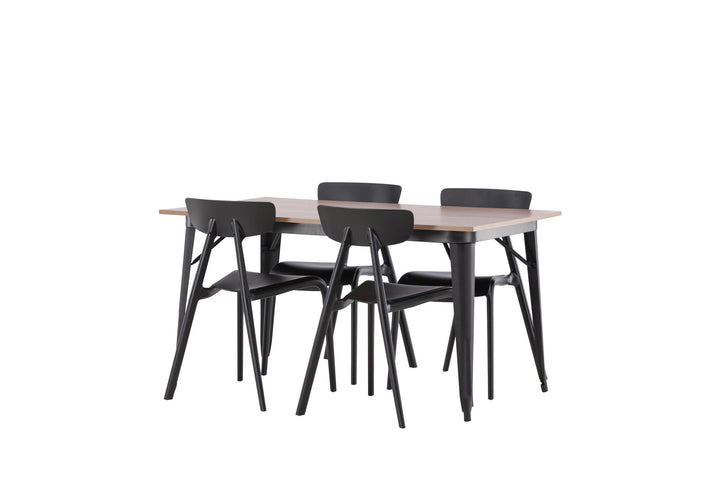 Venture Home Tempe Dining Table - Black / Walnut MDF +Ursholmen Dining Chair - Black Polypropylene _4