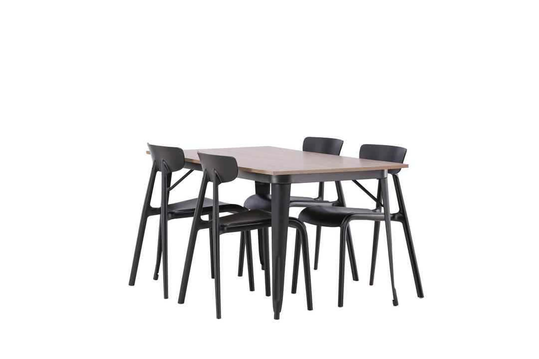 Venture Home Tempe Dining Table - Black / Walnut MDF +Ursholmen Dining Chair - Black Polypropylene _4