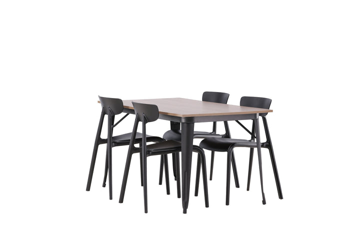 Venture Home Tempe Dining Table - Black / Walnut MDF +Ursholmen Dining Chair - Black Polypropylene _4