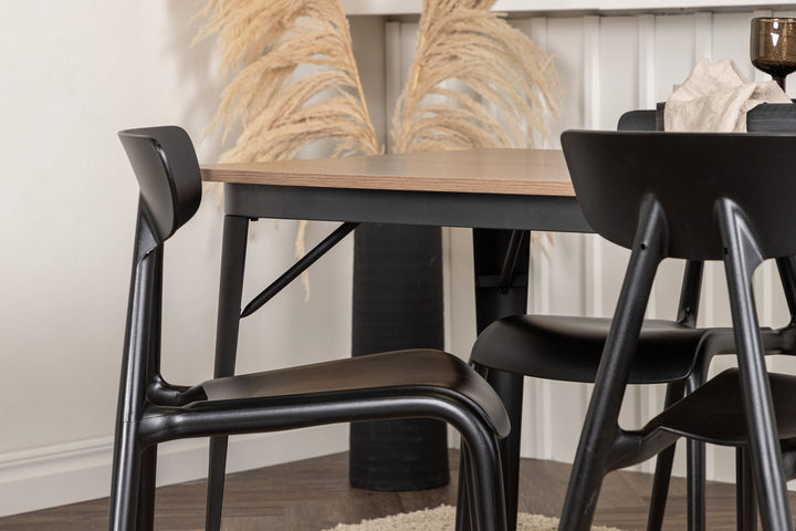 Venture Home Tempe Dining Table - Black / Walnut MDF +Ursholmen Dining Chair - Black Polypropylene _4