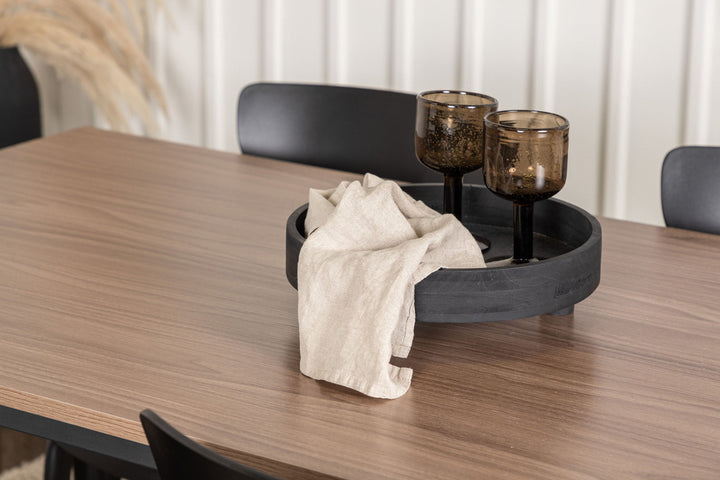 Venture Home Tempe Dining Table - Black / Walnut MDF +Ursholmen Dining Chair - Black Polypropylene _4