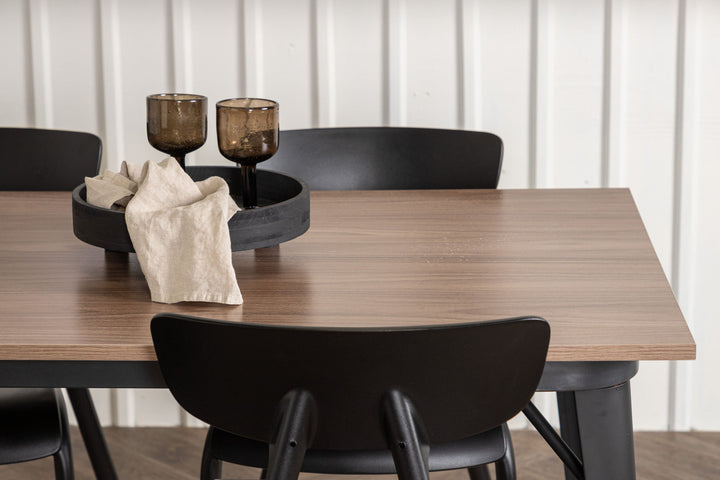 Venture Home Tempe Dining Table - Black / Walnut MDF +Ursholmen Dining Chair - Black Polypropylene _4