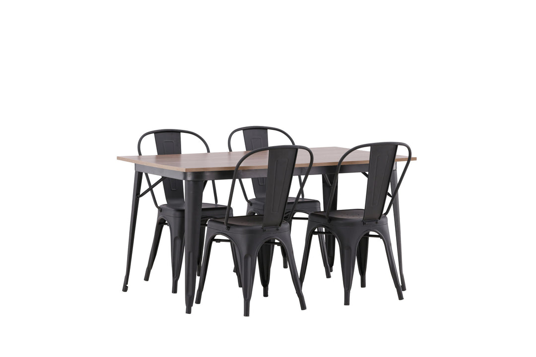 Venture Home Tempe Dining Table - Black / Walnut MDF +Tempe Dining Chair - Matte black / Metal _4