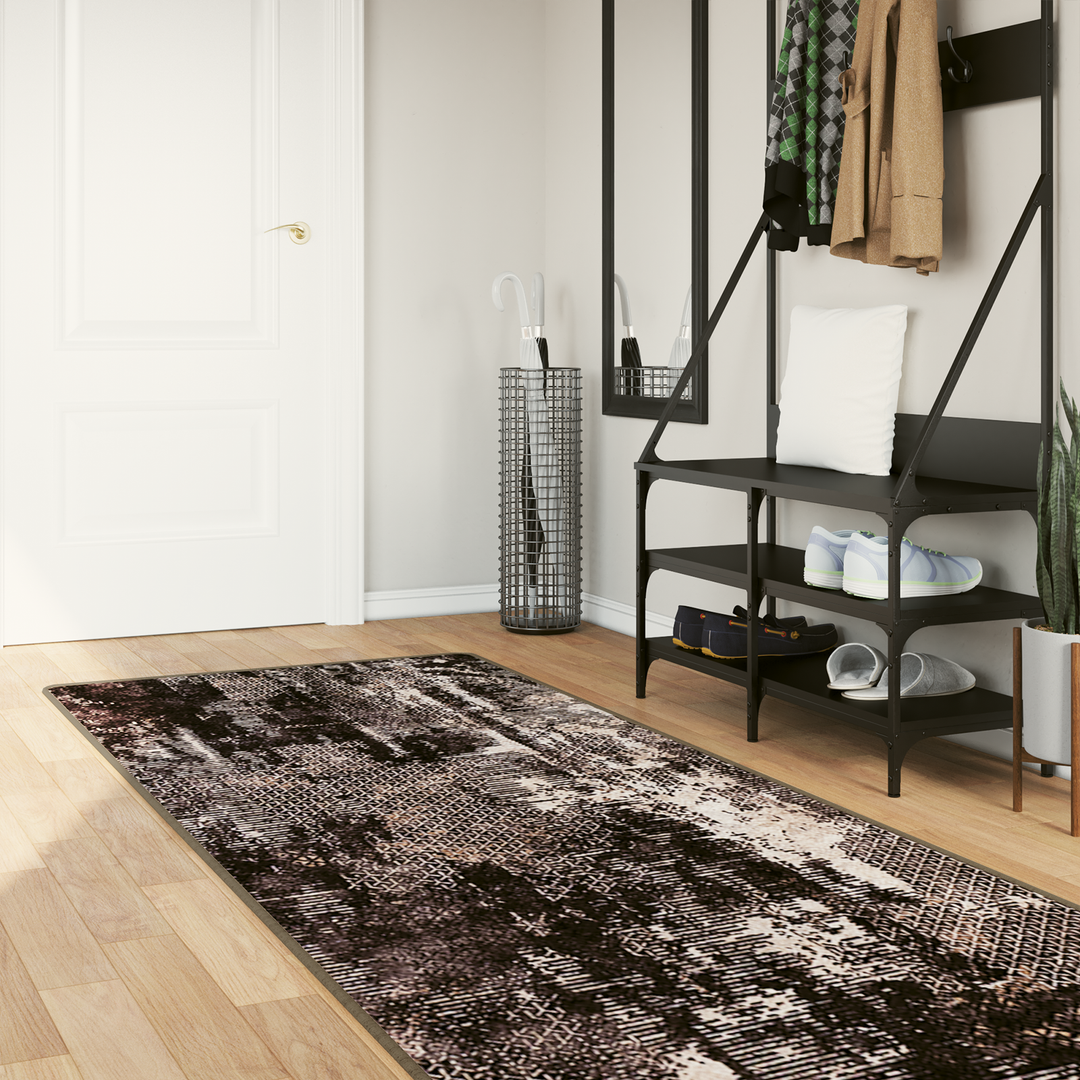 Tæppe Runner MARSA Sort 100 x 250 cm Polyester og PVC