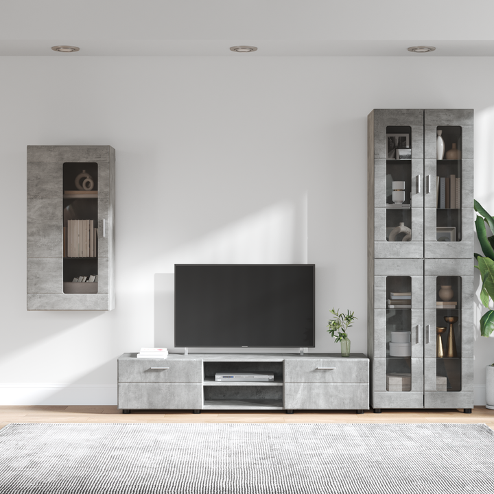 TV-møbelsæt med skuffe FLORIN 3 pcs Beton Grå Konstrueret træ