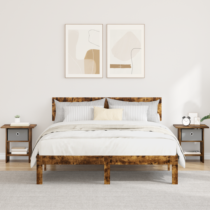 Sengebord 2 pcs Røget eg 41 x 40 x 45 cm Konstrueret træ