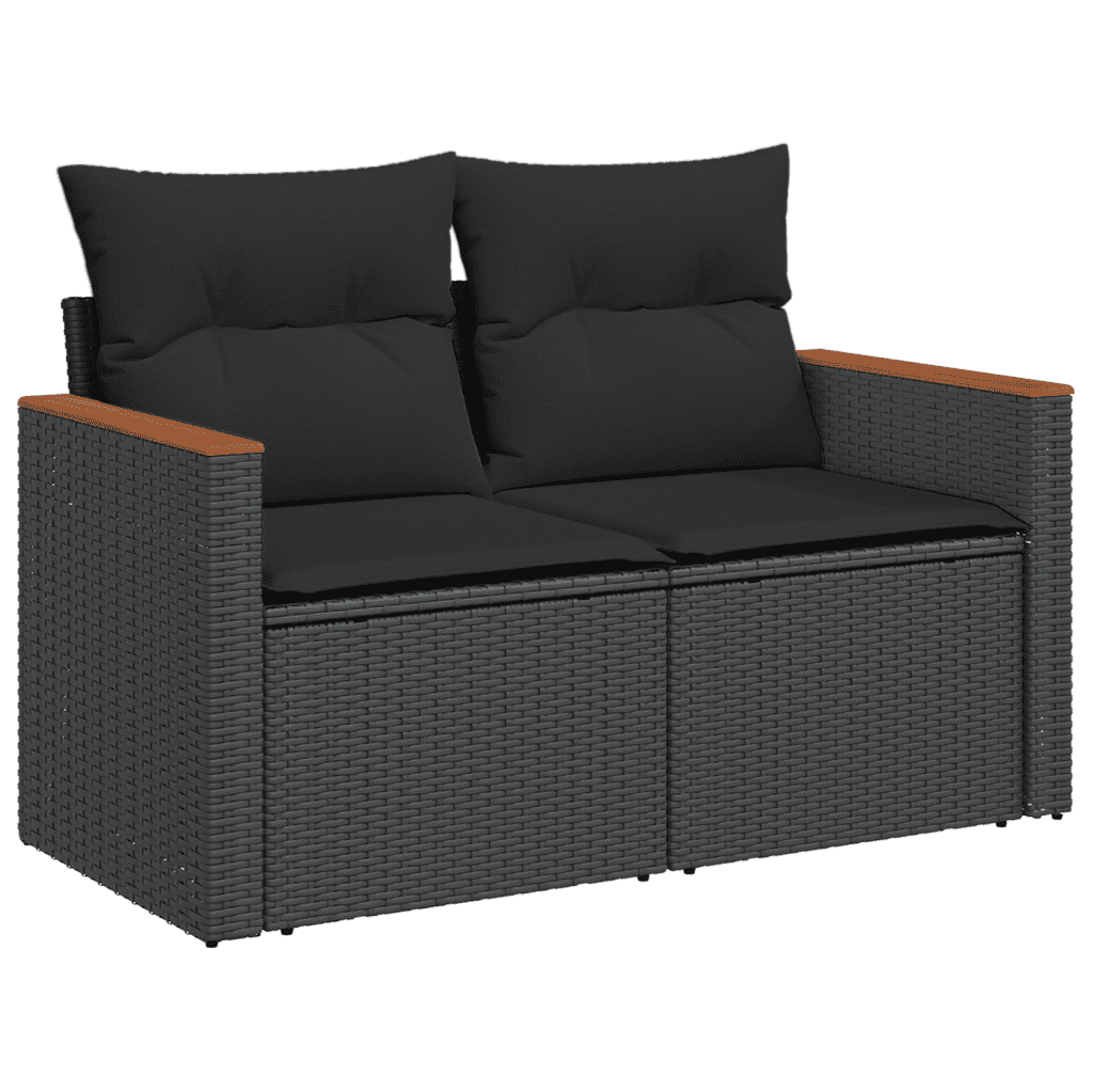 sofasæt til haven 10 dele med hynder polyrattan sort