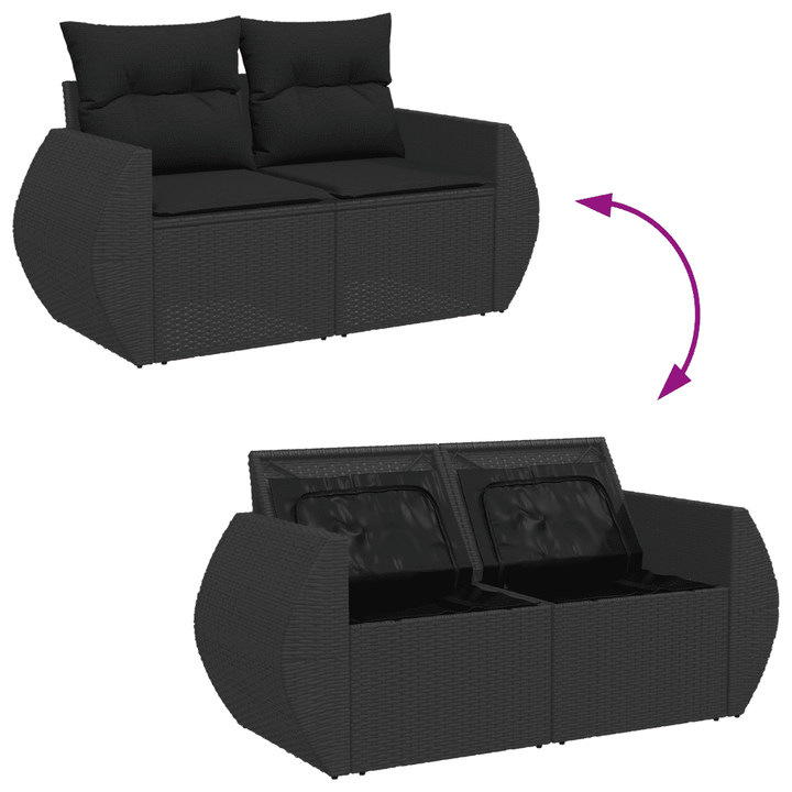 sofasæt til haven 10 dele med hynder polyrattan sort