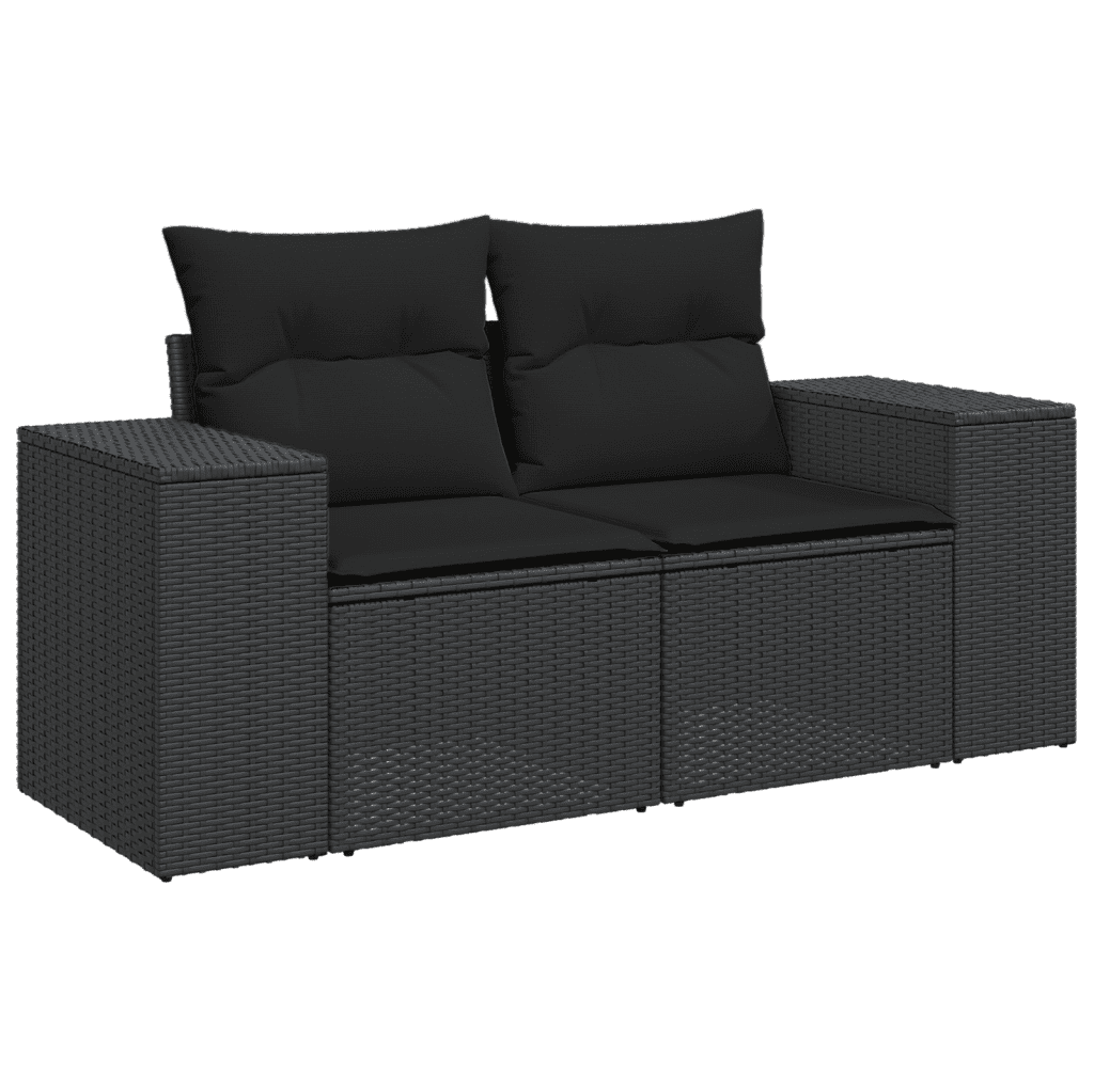 sofasæt til haven 4 dele med hynder polyrattan sort
