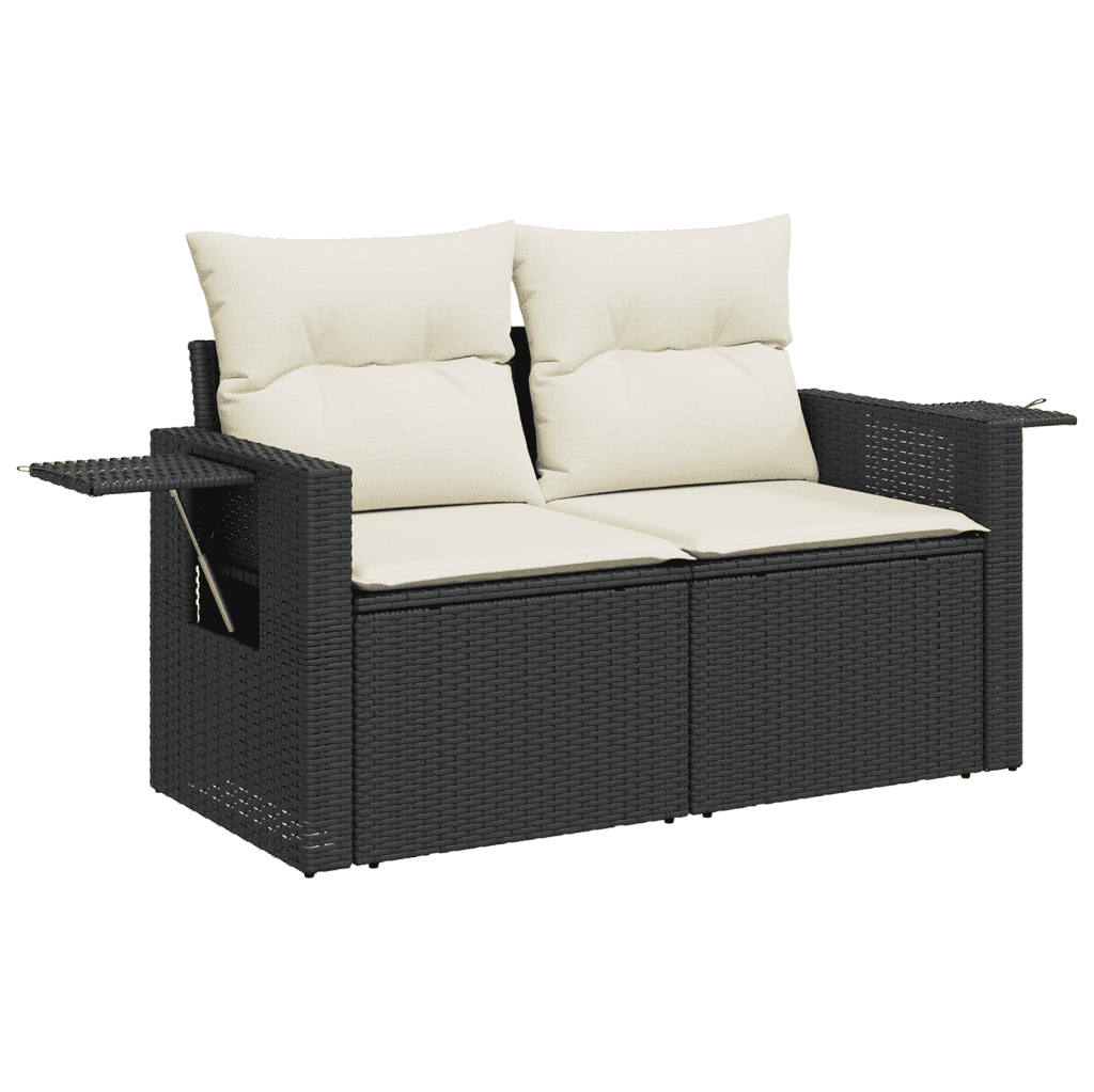 sofasæt til haven 7 dele med hynder polyrattan sort