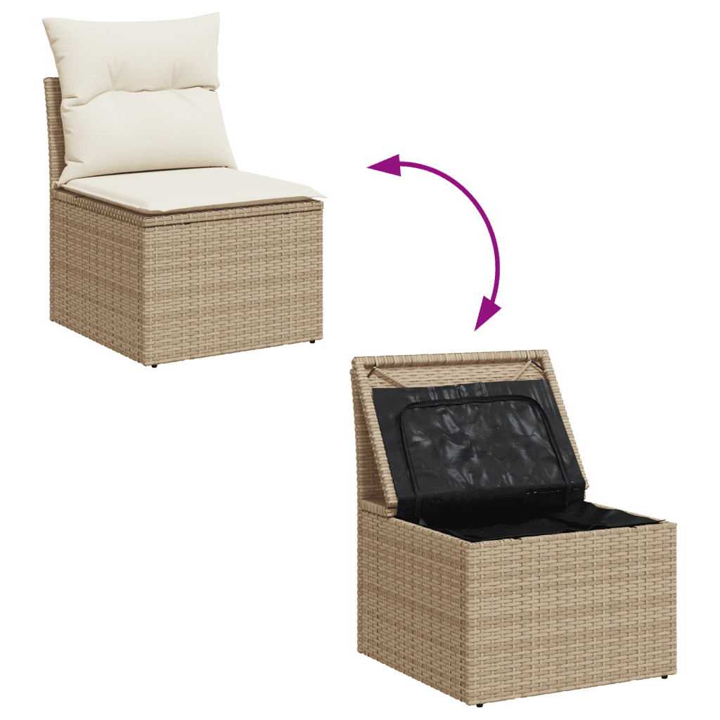 sofasæt til haven 10 dele med hynder polyrattan beige