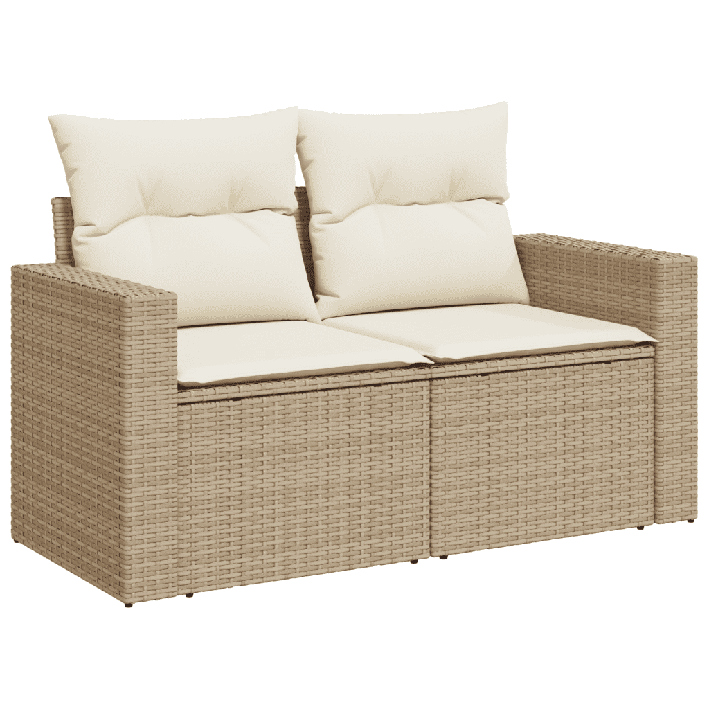 sofasæt til haven 7 dele med hynder polyrattan beige