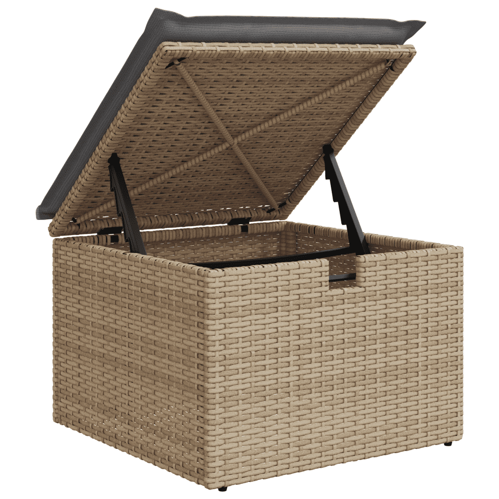 spisebordssæt til haven 9 dele med hynder polyrattan beige