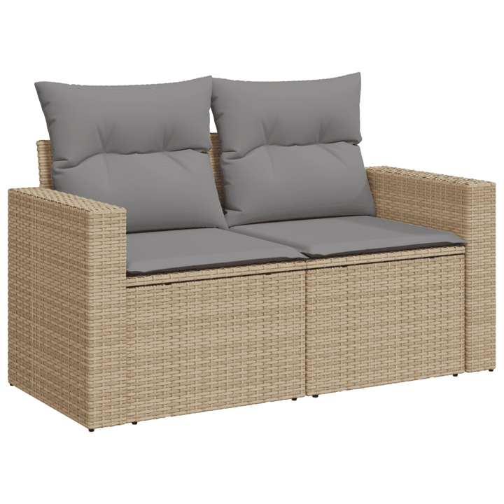 havesofasæt 5 dele med hynder polyrattan beige