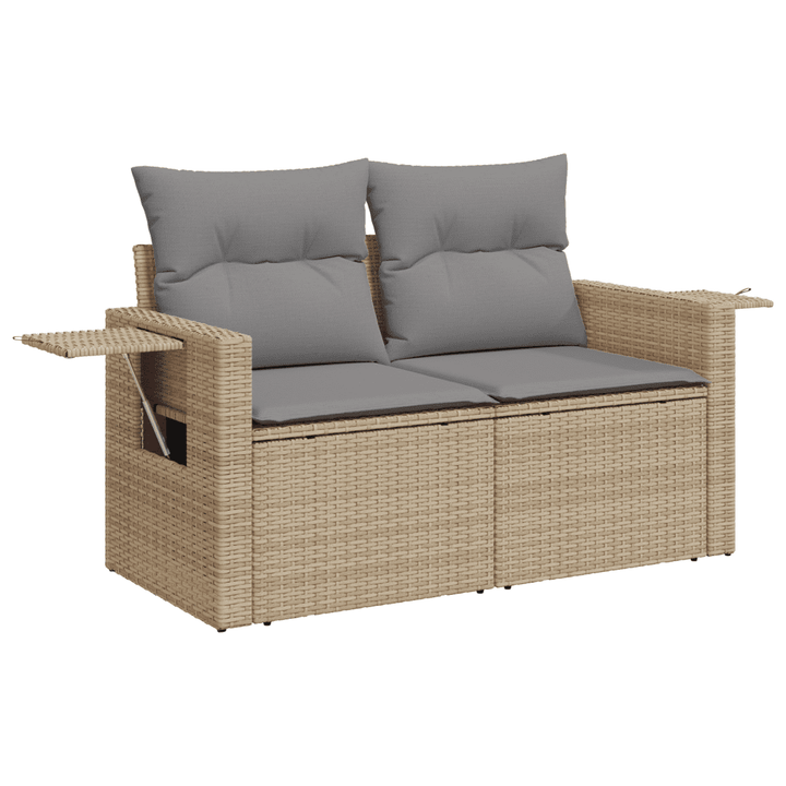 havesofasæt 10 dele med hynder polyrattan beige