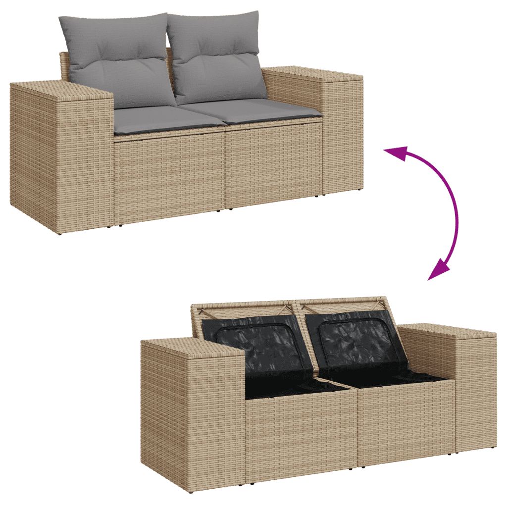 sofasæt til haven 4 dele med hynder polyrattan beige