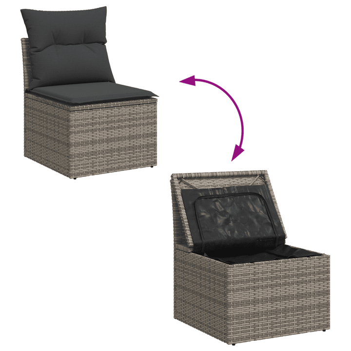 sofasæt til haven 6 dele med hynder polyrattan grå