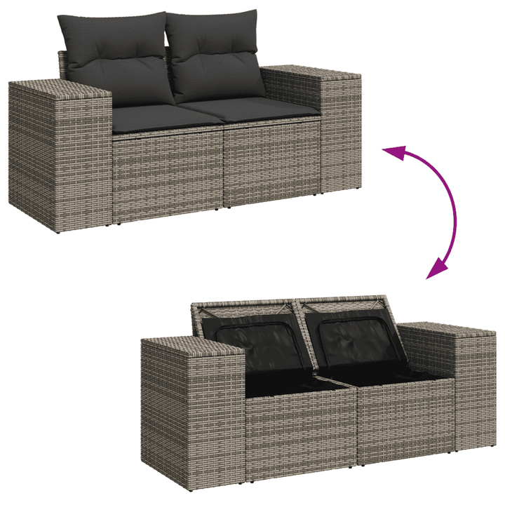sofasæt til haven 13 dele med hynder polyrattan grå