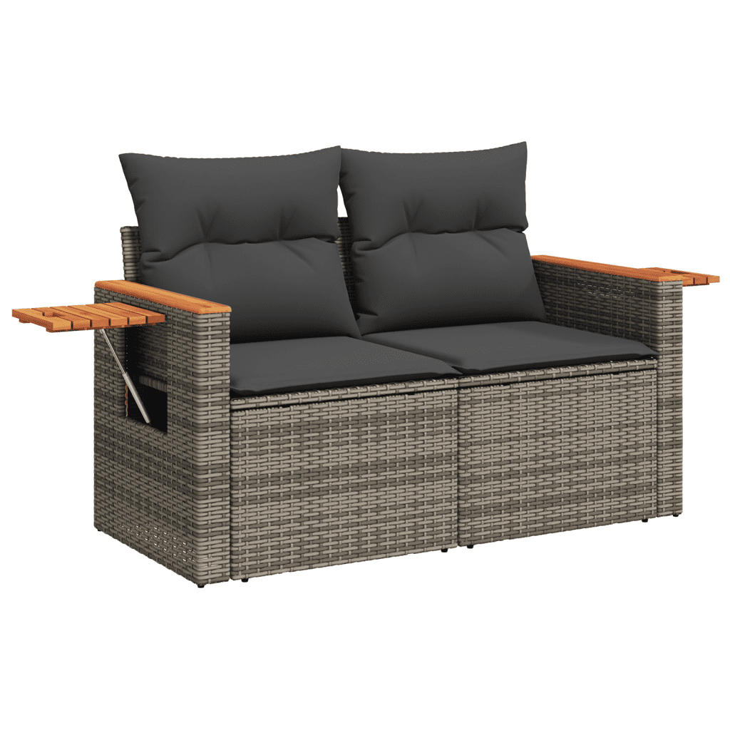 sofasæt til haven 10 dele med hynder polyrattan grå