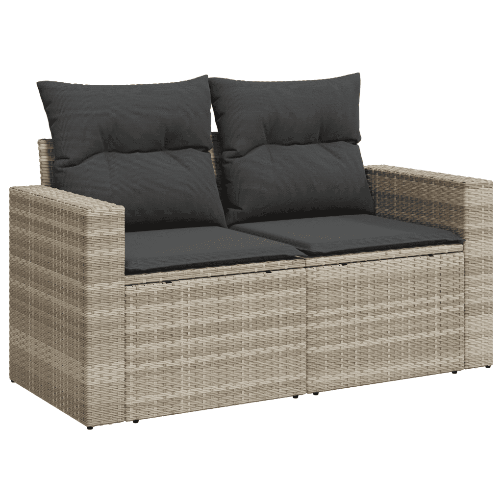 sofasæt til haven 7 dele med hynder polyrattan lysegrå