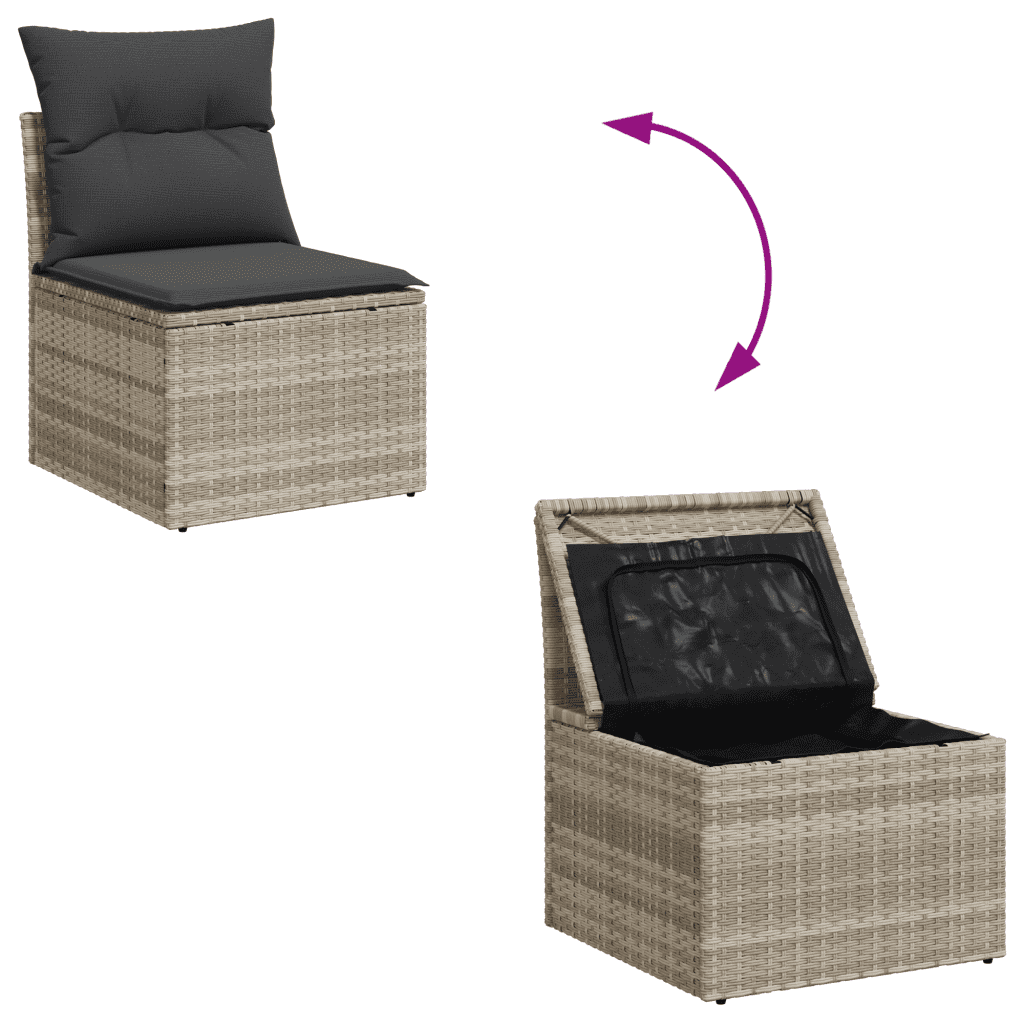 sofasæt til haven 12 dele med hynder polyrattan lysegrå
