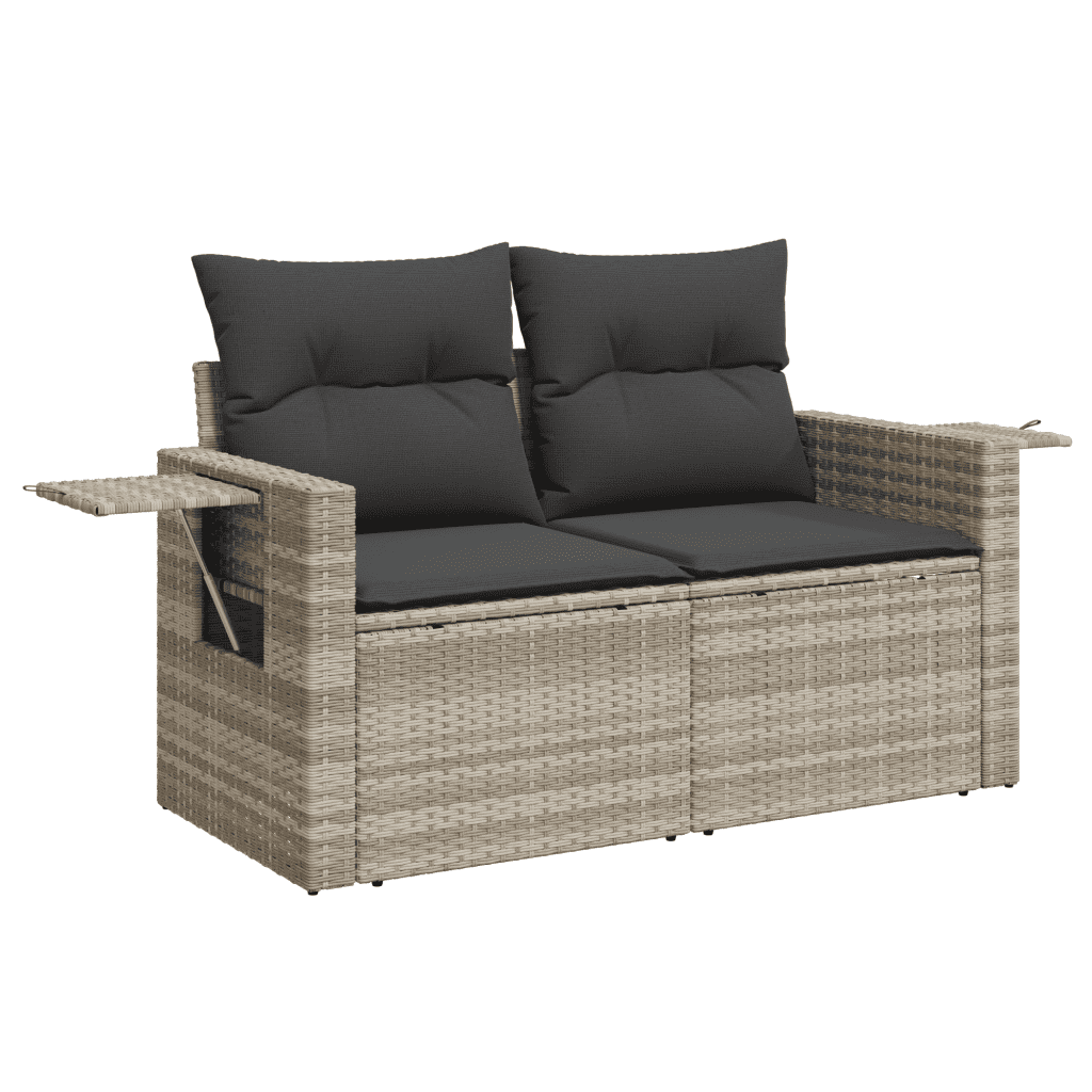 sofasæt til haven 7 dele med hynder polyrattan lysegrå