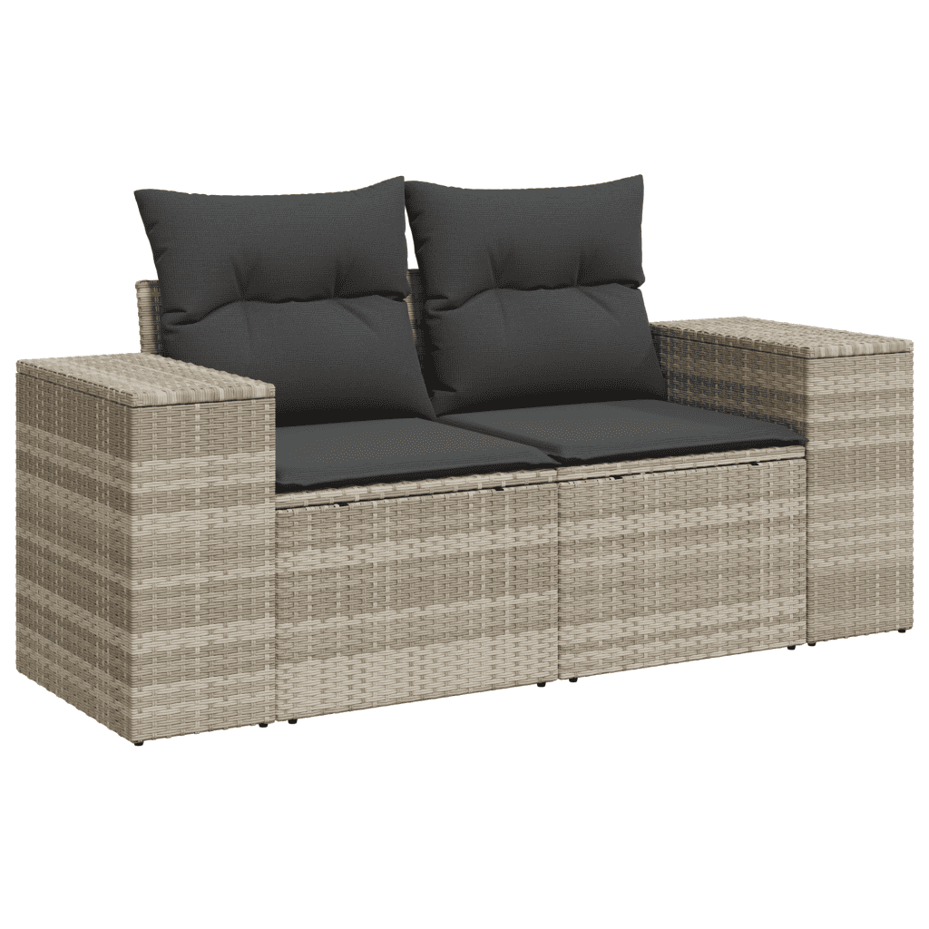 sofasæt til haven 9 dele med hynder polyrattan lysegrå