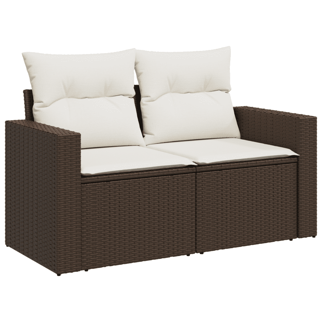 sofasæt til haven 9 dele med hynder polyrattan brun