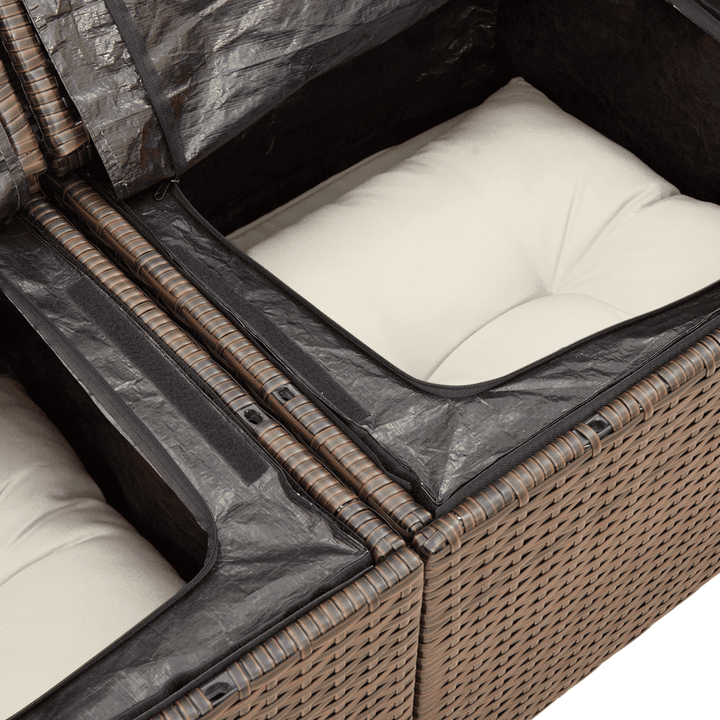 sofasæt til haven 7 dele med hynder polyrattan brun