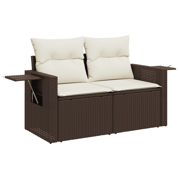 sofasæt til haven 7 dele med hynder polyrattan brun