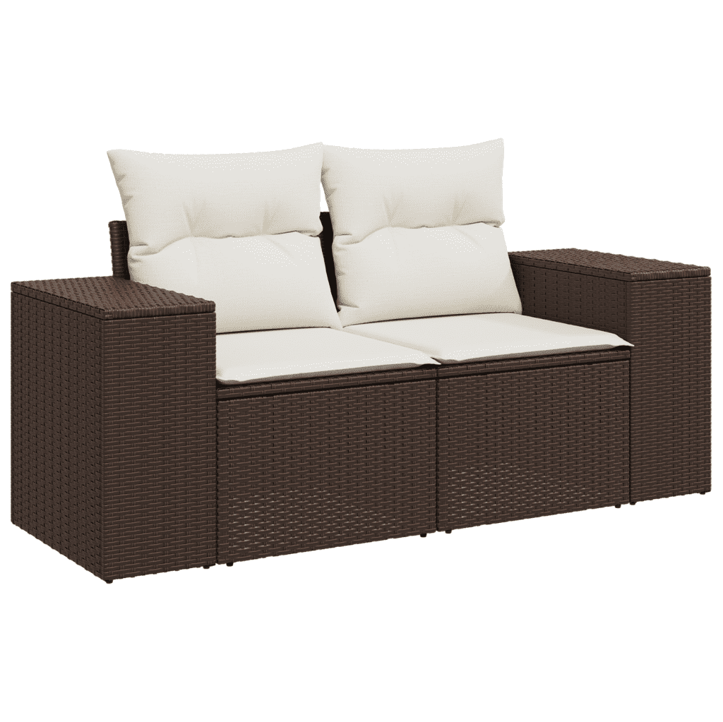 sofasæt til haven 10 dele med hynder polyrattan brun