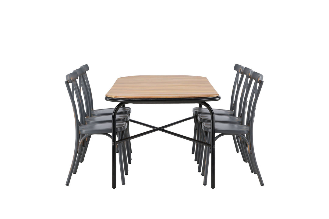 Venture Home Holmbeck Diningtable Steel - Black / Rectangular 90*200*75 +Tablas Diningchair Aluminium - Black / _6