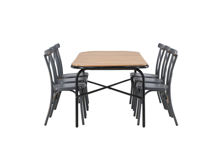 Venture Home Holmbeck Diningtable Steel - Black / Rectangular 90*200*75 +Tablas Diningchair Aluminium - Black / _6