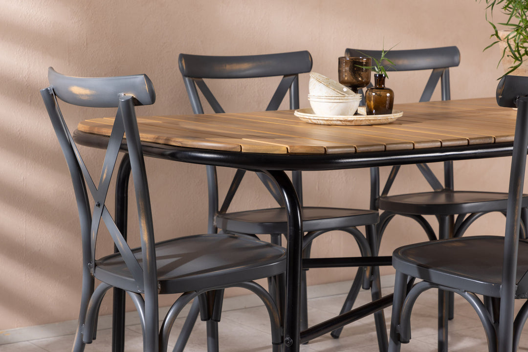 Venture Home Holmbeck Diningtable Steel - Black / Rectangular 90*200*75 +Tablas Diningchair Aluminium - Black / _6