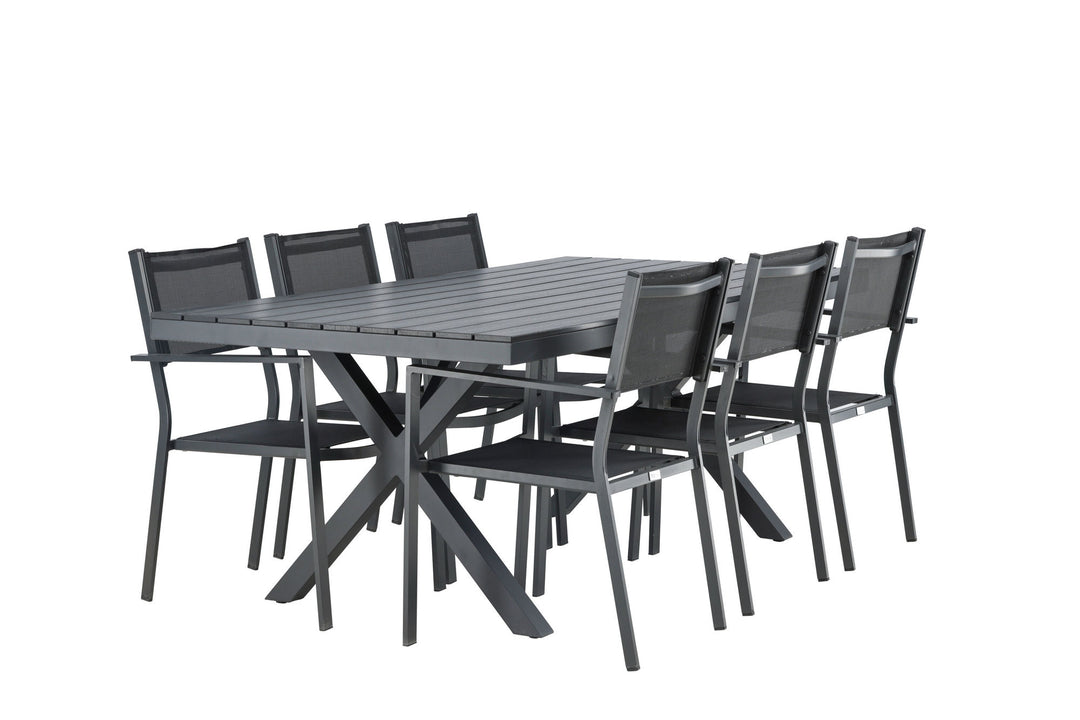 Venture Home Garcia Diningtable Alumnium - Black / Rectangular 100*200* +Copacabana Stacking Chair - Black/Black - Ersätter 4131-408 _6