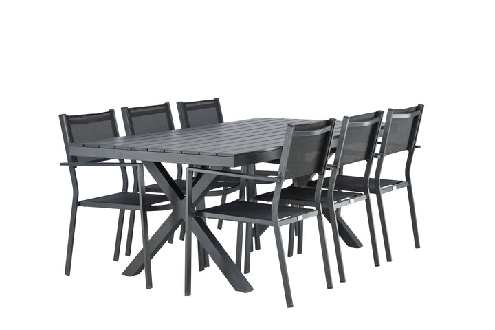 Venture Home Garcia Diningtable Alumnium - Black / Rectangular 100*200* +Copacabana Stacking Chair - Black/Black - Ersätter 4131-408 _6