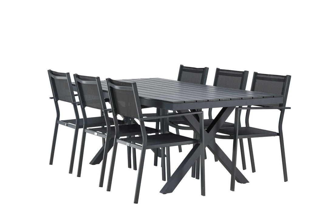 Venture Home Garcia Diningtable Alumnium - Black / Rectangular 100*200* +Copacabana Stacking Chair - Black/Black - Ersätter 4131-408 _6