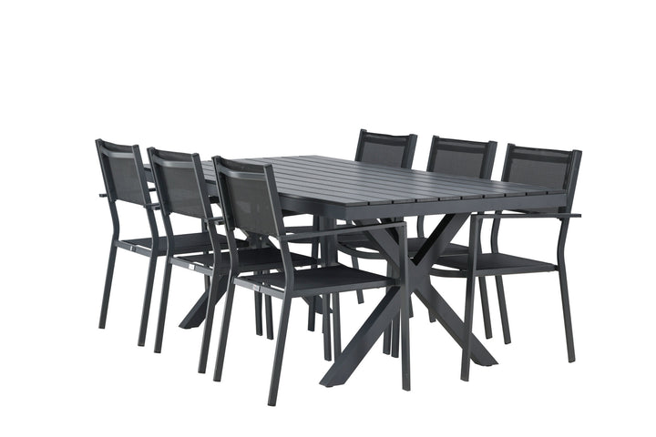 Venture Home Garcia Diningtable Alumnium - Black / Rectangular 100*200* +Copacabana Stacking Chair - Black/Black - Ersätter 4131-408 _6