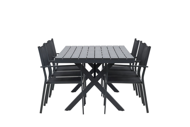 Venture Home Garcia Diningtable Alumnium - Black / Rectangular 100*200* +Copacabana Stacking Chair - Black/Black - Ersätter 4131-408 _6