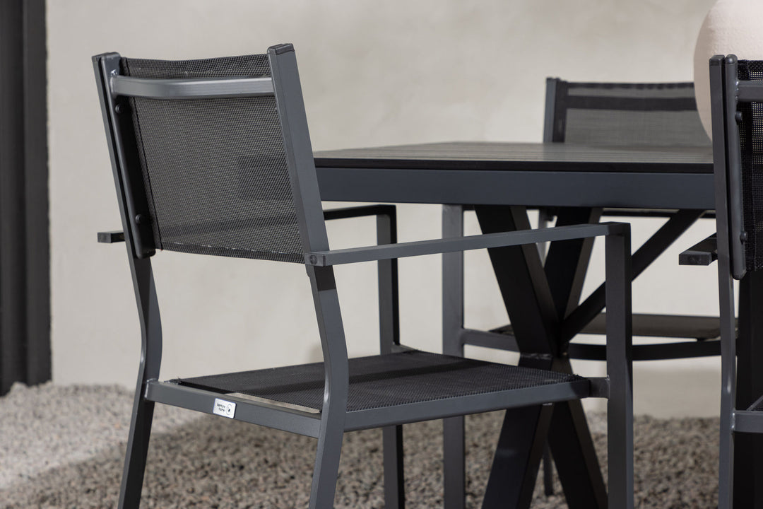 Venture Home Garcia Diningtable Alumnium - Black / Rectangular 100*200* +Copacabana Stacking Chair - Black/Black - Ersätter 4131-408 _6