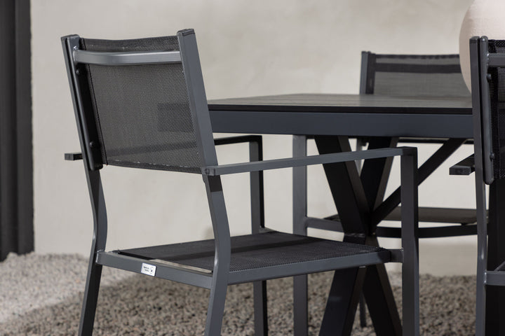 Venture Home Garcia Diningtable Alumnium - Black / Rectangular 100*200* +Copacabana Stacking Chair - Black/Black - Ersätter 4131-408 _6