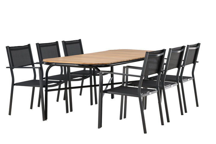 Venture Home Holmbeck Diningtable Steel - Black / Rectangular 90*200*75 +Copacabana Stacking Chair - Black/Black - Ersätter 4131-408 _6