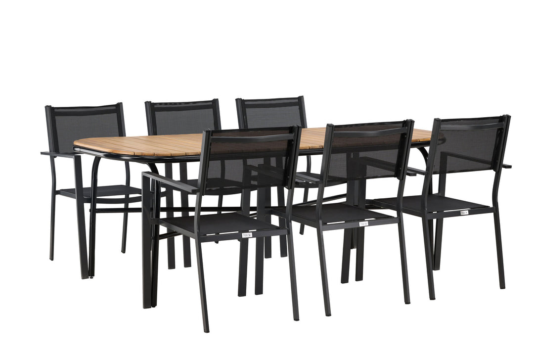 Venture Home Holmbeck Diningtable Steel - Black / Rectangular 90*200*75 +Copacabana Stacking Chair - Black/Black - Ersätter 4131-408 _6