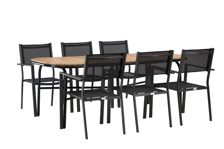 Venture Home Holmbeck Diningtable Steel - Black / Rectangular 90*200*75 +Copacabana Stacking Chair - Black/Black - Ersätter 4131-408 _6