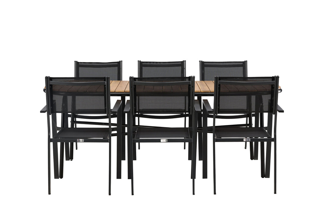 Venture Home Holmbeck Diningtable Steel - Black / Rectangular 90*200*75 +Copacabana Stacking Chair - Black/Black - Ersätter 4131-408 _6