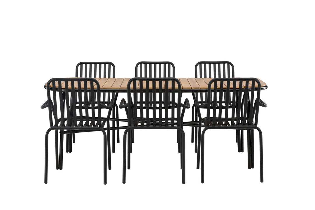 Venture Home Holmbeck Diningtable Steel - Black / Rectangular 90*200*75 +Peking Diningchair Aluminium - Black / _6