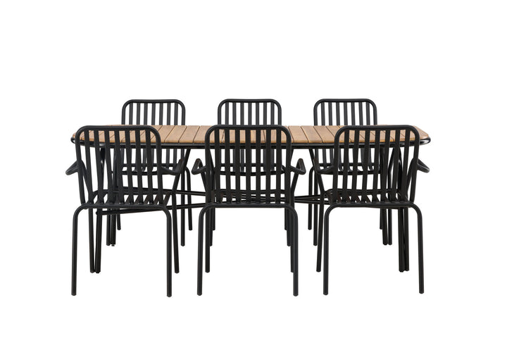 Venture Home Holmbeck Diningtable Steel - Black / Rectangular 90*200*75 +Peking Diningchair Aluminium - Black / _6
